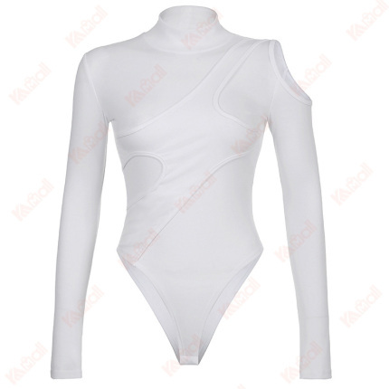 slim fit white bodysuit strapless asymmetrical